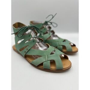 NEW Latigo Barista Green Teal Leather Lace Up Gladiator Sandals Sz 10M Sundance
